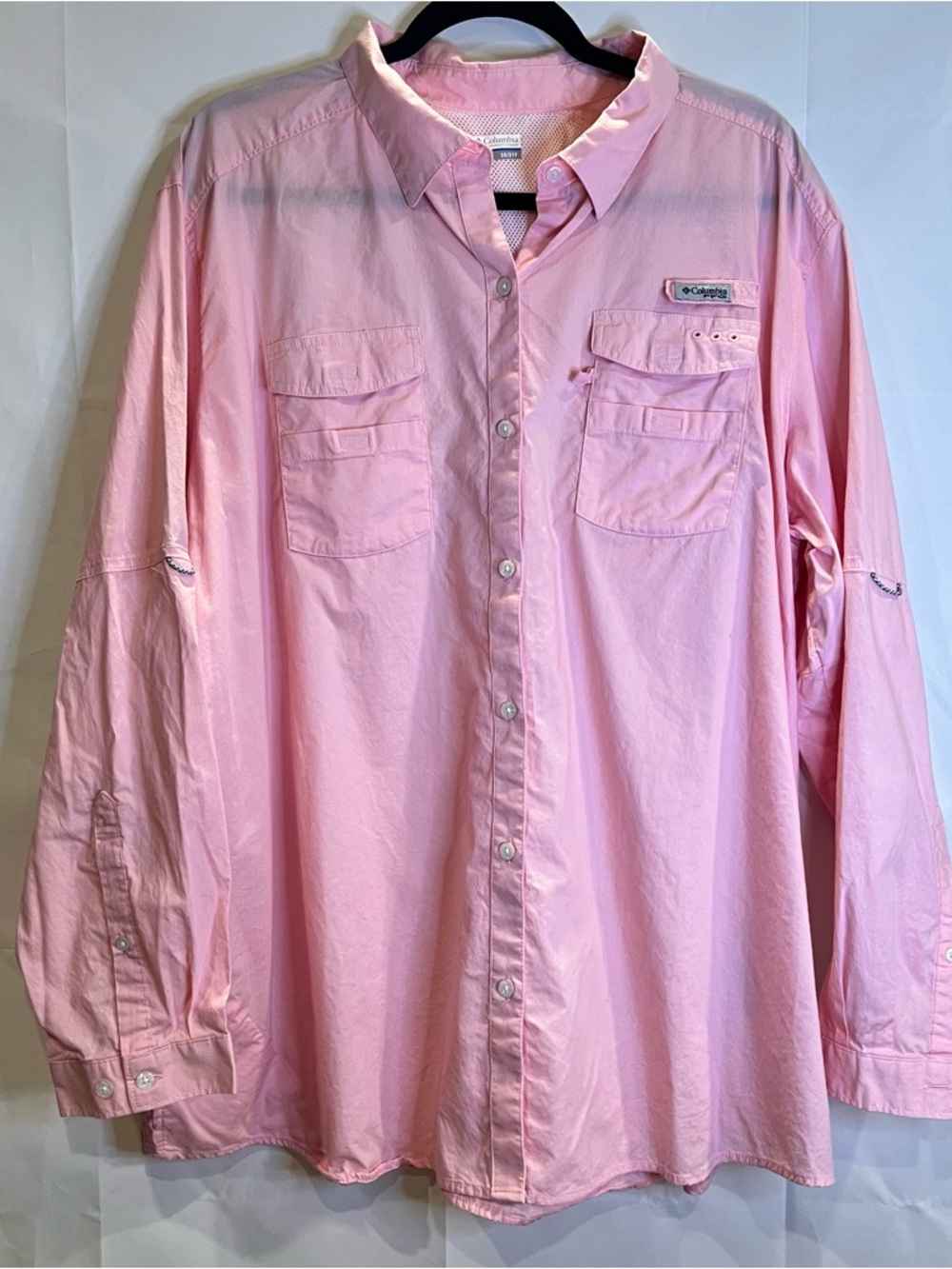Columbia PFG Men's 3XL Bahama II Fishing Shirt Long Sleeve Pink Vented UPF